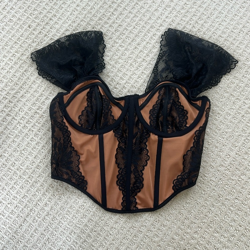 Mini corset silk & lace top - underwire